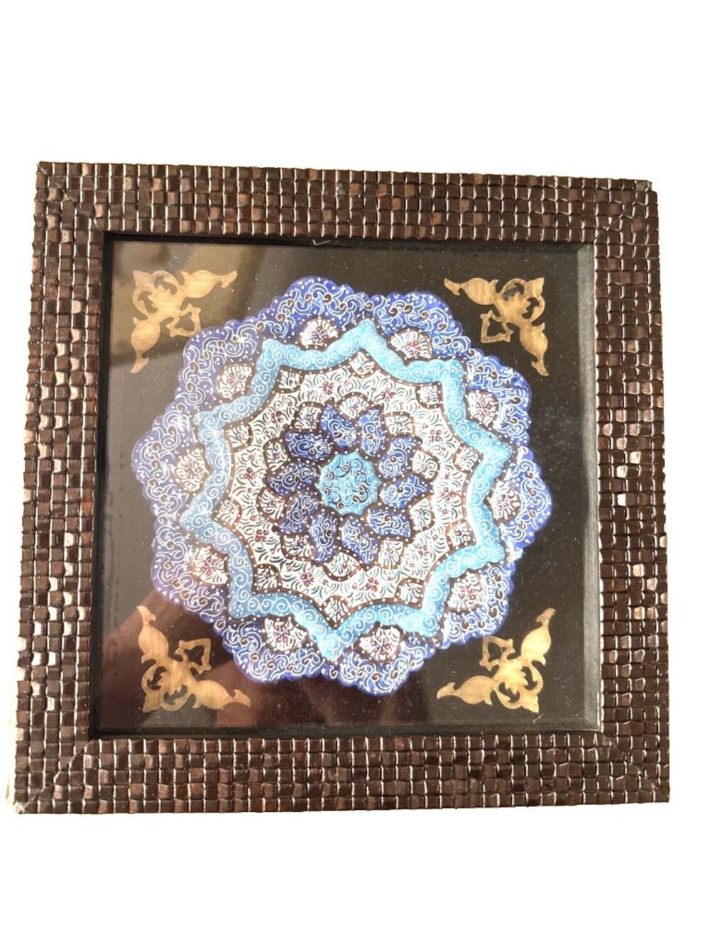 Persian "Minakatri" Handcrafted Wall Hanging Decorative Framed Plate - Picture 1 of 16